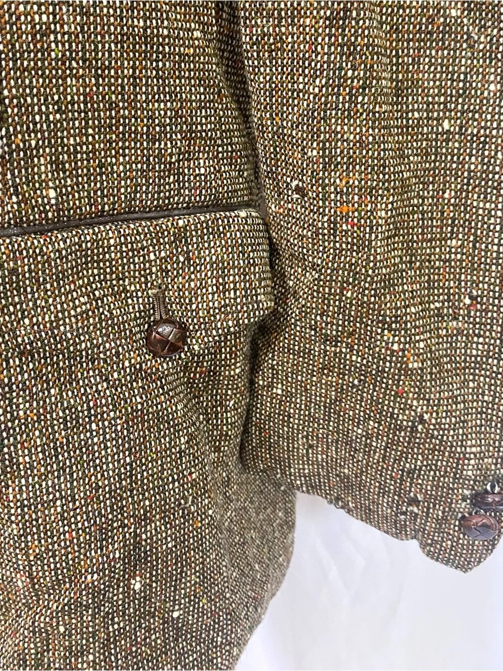 Men's Vintage University Label Brown Tweed Blazer Two-Button Sport Coat Medium